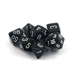 Opaque Polyhedral Black & White Dice Set