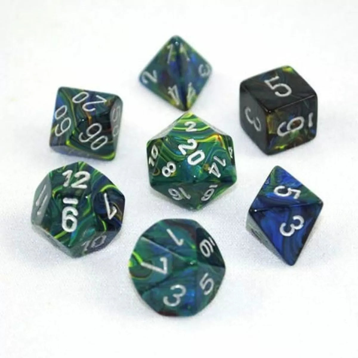 Festive Green & Silver Dice Set