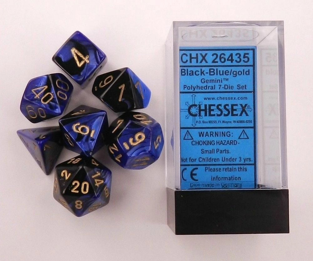 Gemini Black-Blue & Gold Dice Set