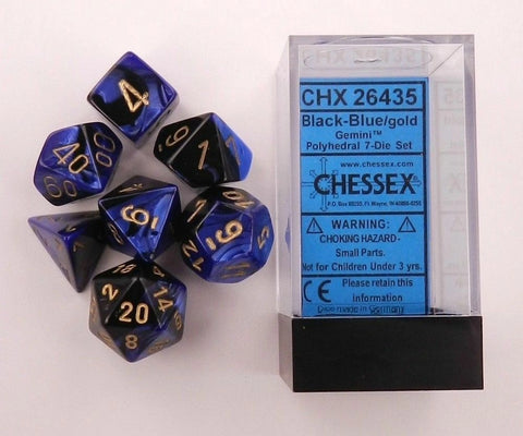 Gemini Black-Blue & Gold Dice Set