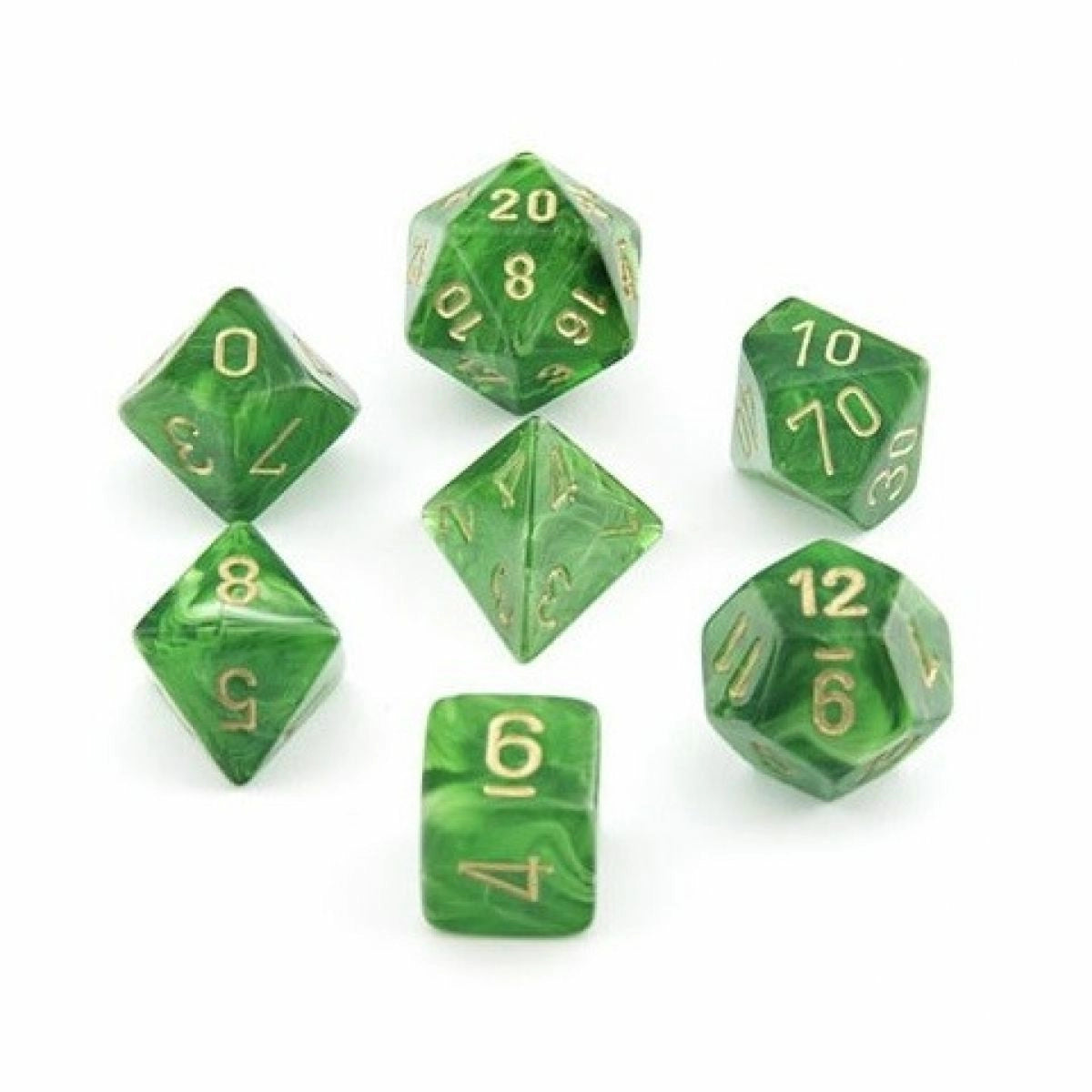 Vortex Green & Gold Dice Set