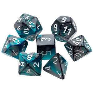 Gemini Steel Teal & White Dice Set